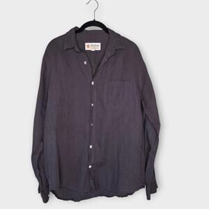 Mollusk California Brown Long Sleeve Button Down Shirt Cotton Linen Men's Lg